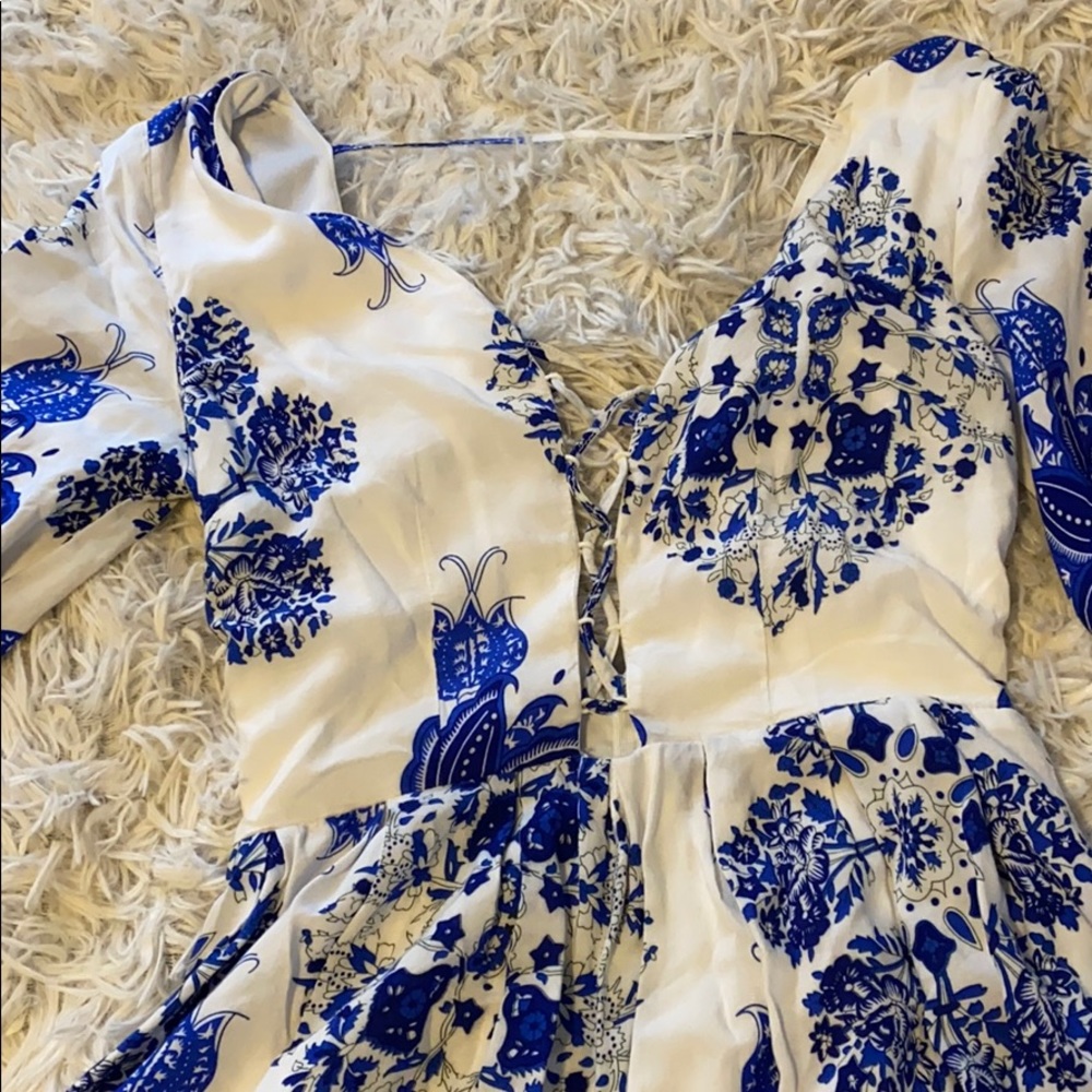 Blue and white romper